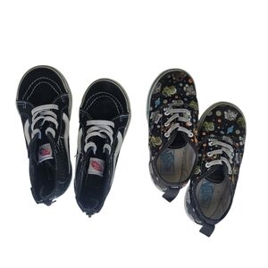 Vans Kids Size 10 No-Tie Shoes Classic Zip Slip-On Sneakers - 2 Pairs